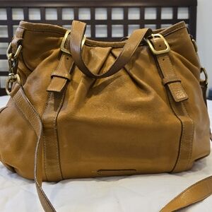 Cole Hann Soft Leather Hobo Bag Vintage. Camel and Gold.